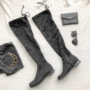 Faux Suede Thigh High Boots
